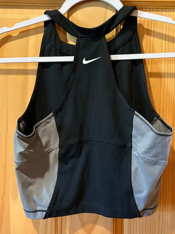 Nike Pro Dri-FIT Women's Cropped Training Tank Top black iron grey size S - Image 2