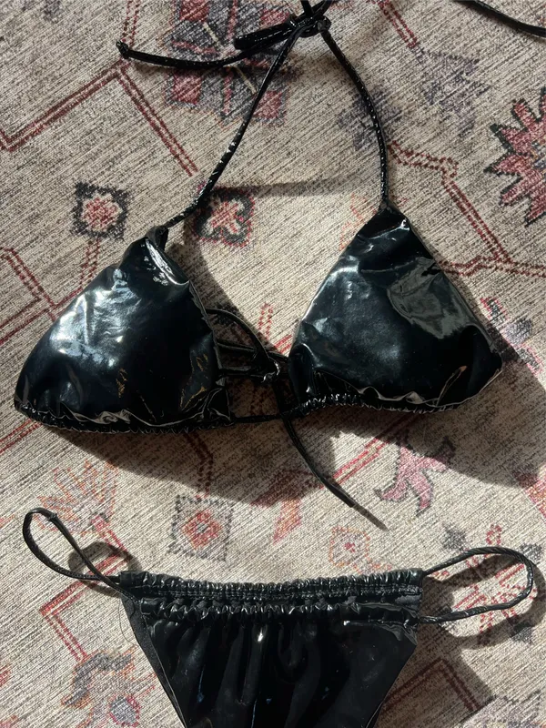 Sexy Black Leather Bikini - Image 2