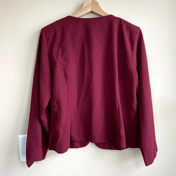 Vintage button front deep‎ red embroidered cardigan jacket women's floral size L - Image 6