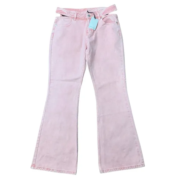 Milk It Anthro Size 30 Jeans The Ragged Priest Baby Flare Waist Cut Out Pink NEW - Image 3