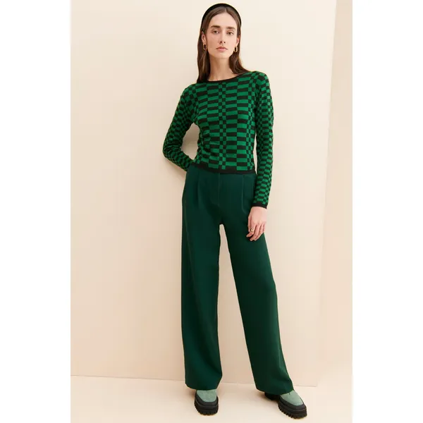 Daydreamer LA Evergreen Check Sweater Size Small $87 retail NWT Soft! - Image 3