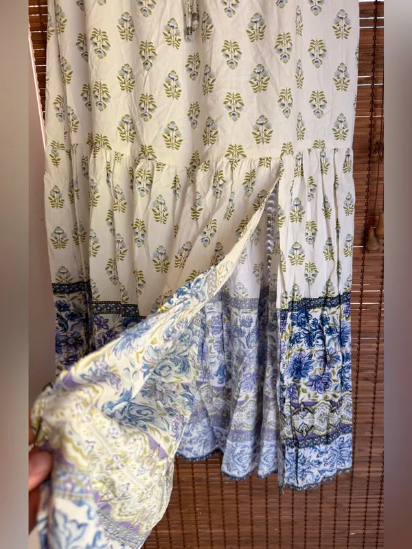 Vintage ANGIE Blue Floral Tiered Maxi Skirt Medium Boho NWT - Image 3