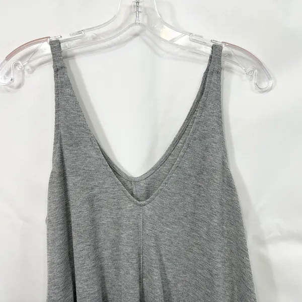 Intimately Free People Small Tank Top Gray Ribbed V-Neck Swing Cropped Sleep 674 - Image 4