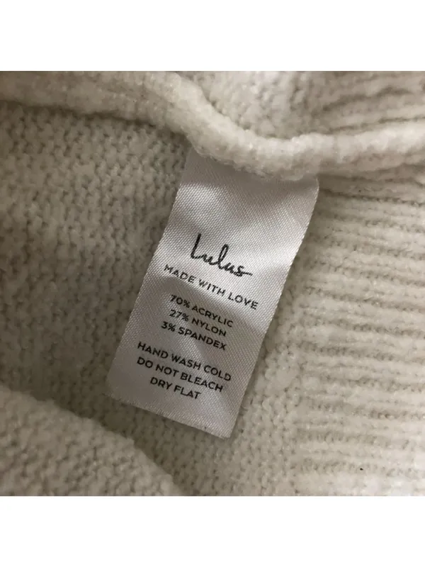 Lulus Sweater Mock Neck Cropped Puff Sleeve White S - Image 5