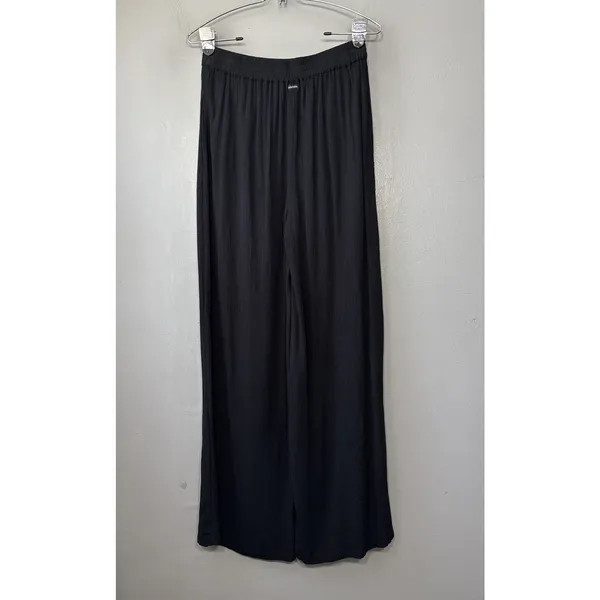 Volcom Wide Leg Crinkle Pants Size Small Black Stoneshine Junki Gothic Beach - Image 6