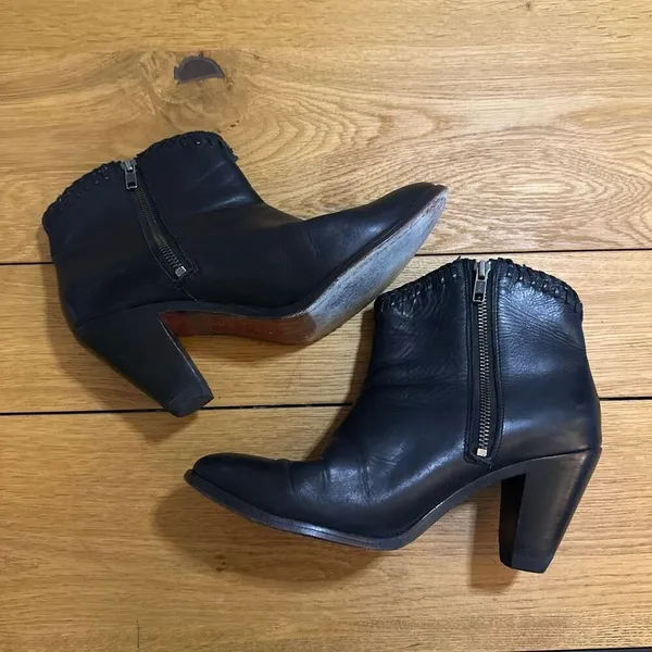 Trask Shelby Black Western Leather Ankle Boot Bootie 9.5 Black - Image 5