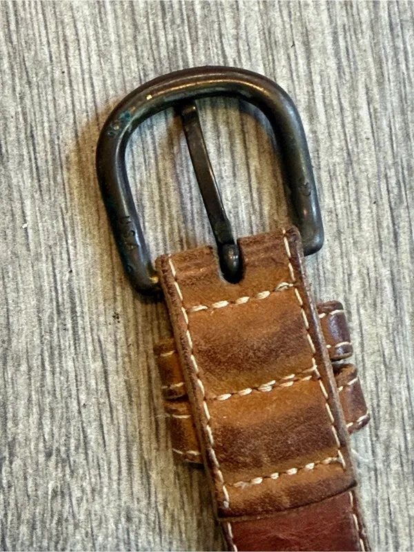 Vintage Y2K Gap Brown Leather Belt Brass Women's Small Distressed - Image 3