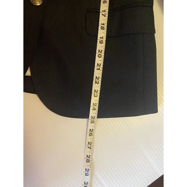 J Crew Pinstripe Wool‎ Blazer Navy Blue Womens Jacket Two Button Size 6 Office - Image 12