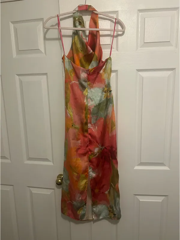 ZARA Printed Satin Midi Dress - Image 5
