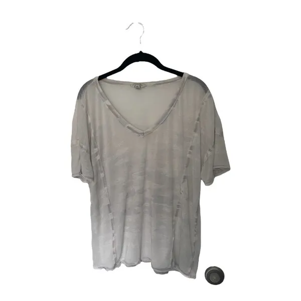 Lucky Brand Women’s Sheer Burnout Oversized T-Shirt White Gray Print Size M - Image 2
