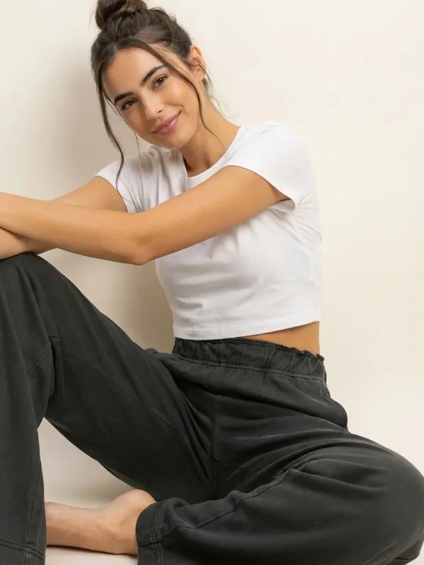NEW Double Zero Black 100% Cotton Wide Leg Flare Pants – Medium - Image 4