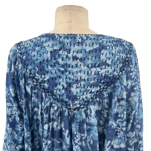 Free People Cool Meadow Printed Top Denim Combo‎ Blue Floral Size XS - Image 11