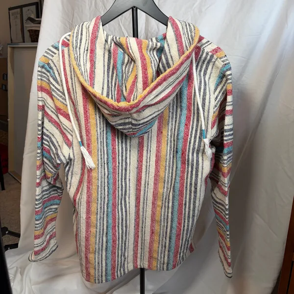 Beach Life by Ladra Woven pullover hoodie. Size M. Unisex. Poncho. Cotton - Image 2