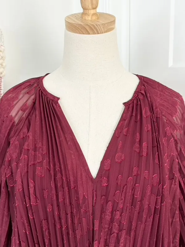 Anthropologie Toulon Pleated Dress Plum Size S NWT - Image 4