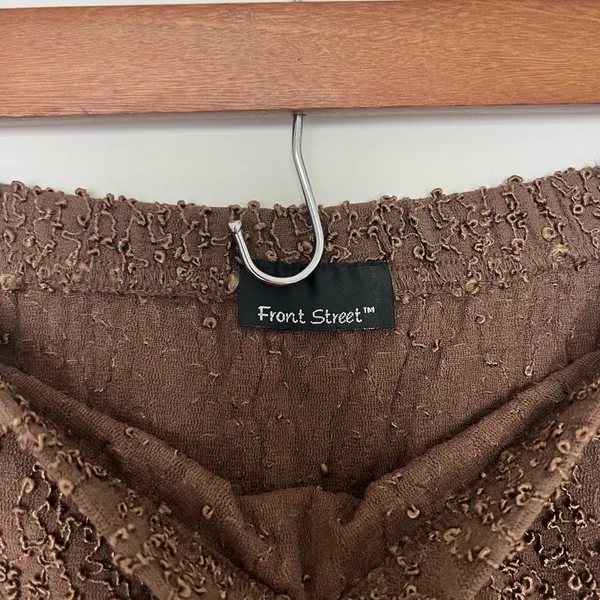 Vintage 90s Front Street Brown Textured Skirt - Image 3
