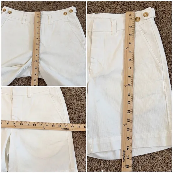 Free People Ivory Herringbone Cotton Shorts Women’s Size 0 Boho Preppy Casual - Image 6