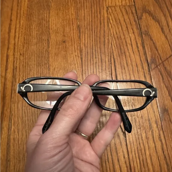 Salvatore Ferragamo FRAMES EYEGLASSES Glasses Black Silver Luxury VTG #2570 135 - Image 4