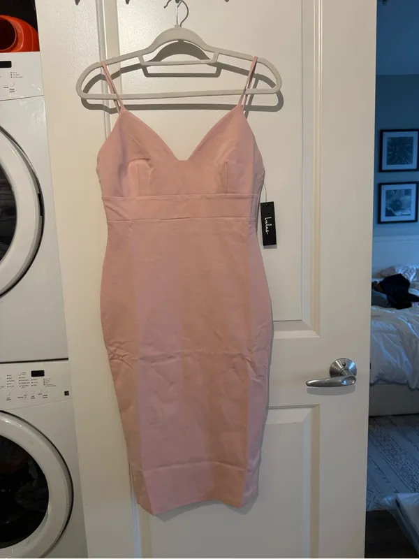 Lulu's Blush Pink V-Neck Midi Slip Dress - Image 2