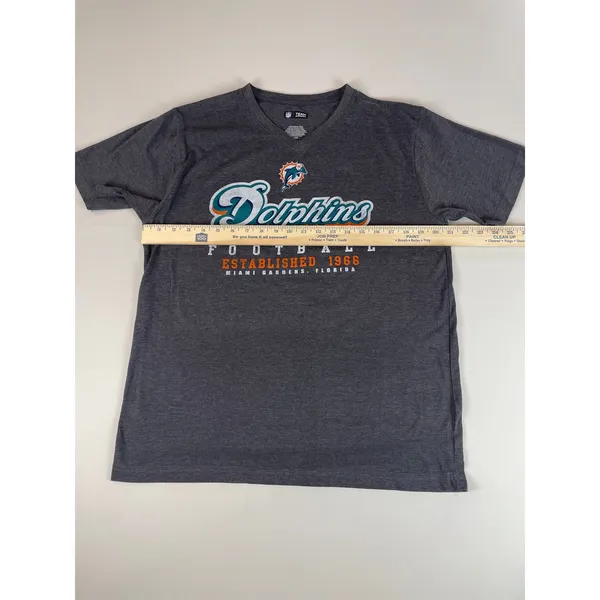 NFL Team Apparel Miami Dolphins Charcoal V Neck Tee Shirt Womens Size L - Image 4