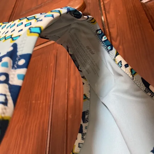 American Eagle Aerie New Cut Out Halter Blue Yellow Geometric One Piece Swimsuit Size XL - Image 3