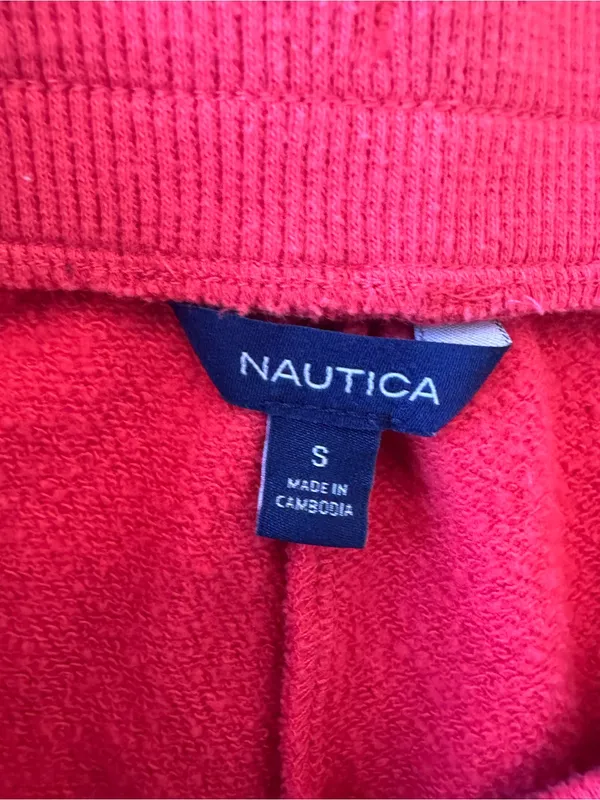 Nautica Red Women's Athletic Shorts with Navy Drawstring - Image 5