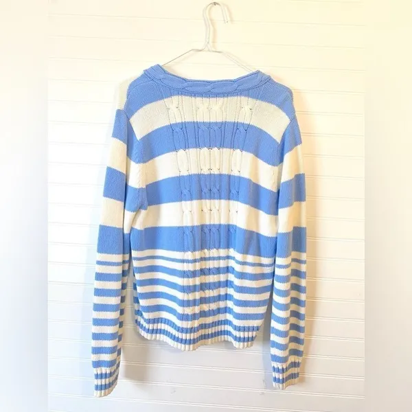 Vintage 90’s Y2K Tommy Hilfiger Striped Chunky Cable Knit Sweater - Image 4