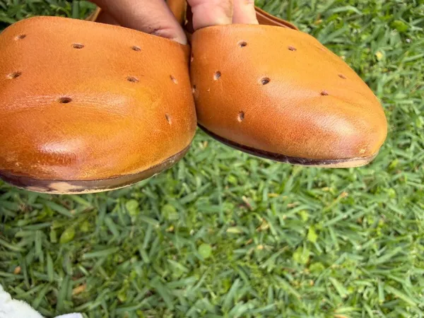 Madewell Cognac Brown Leather Pointed Toe Flats Size 10 Perforated Ballet Shoes - Image 2