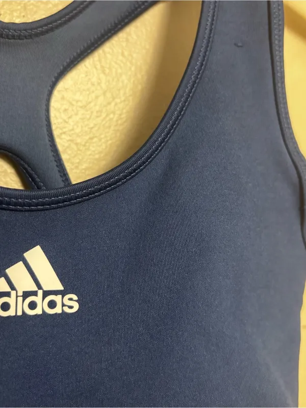 Adidas Women’s Sports Bra Removable Padding‎ Racer Back Blue XS - Image 2