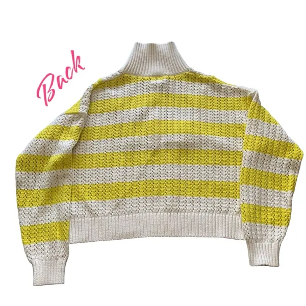 A new day yellow and white crochet pattern sweater size medium - Image 3