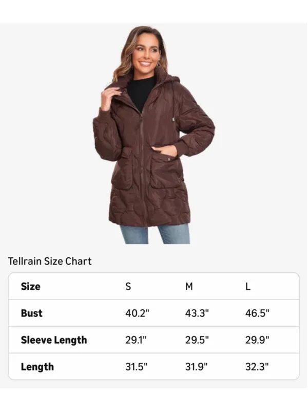 NEW Brown Winter Thicken Puffer Coat Quilted Warm Padded Down Alternative M - Image 3
