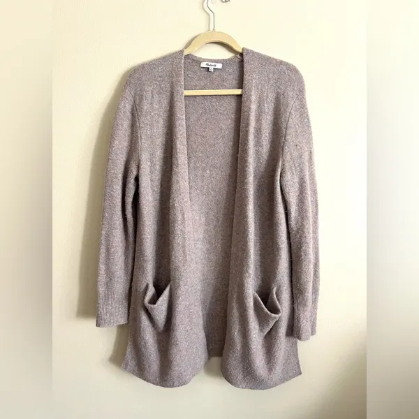 Madewell Kent Cardigan Sweater in Coziest Wool Yarn Heather Purple Pink Sz M - Image 3