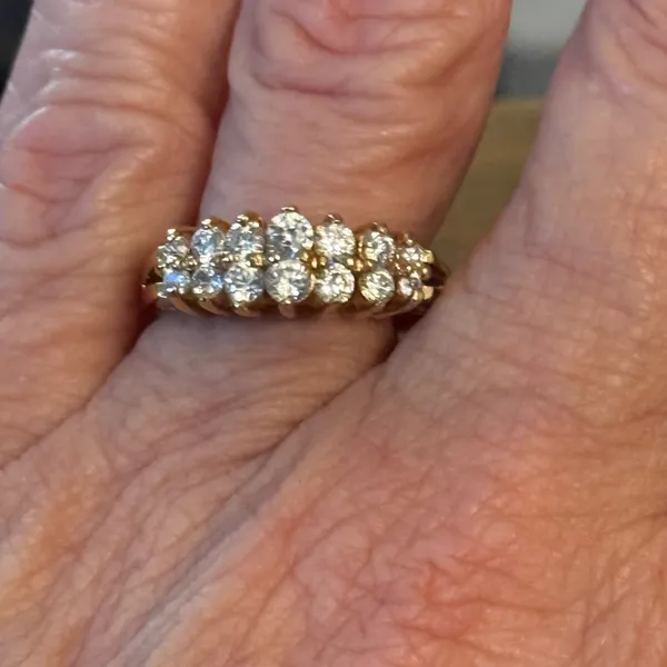 Vintage SETA gold tone simulated diamond ring Size 8 - Image 4