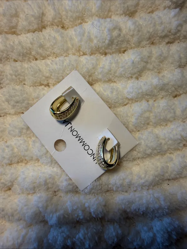 Uncommon James Gold Pavé Curved Hinge Earrings - Image 3