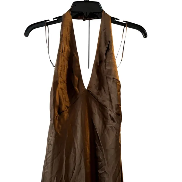 Reformation Daniela Silk Maxi Dress Pinecone Brown size 4 C0 - Image 4