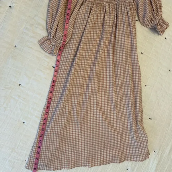 REVOLVE x O.P.T. Athena Smocked Pink Gingham Ruffle Midi Dress Milkmaid Size S - Image 14