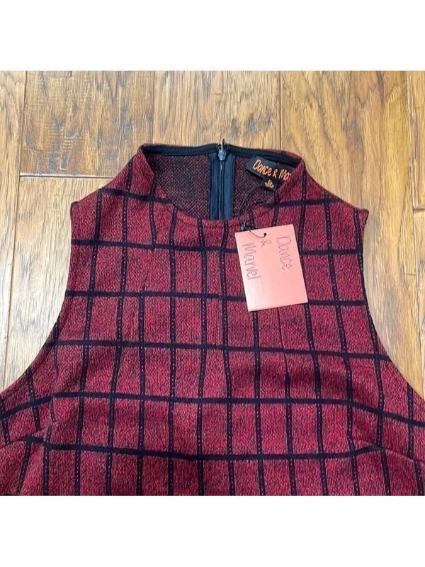 Dance & Marvel NWT red and black plaid sleeveless dress size S - Image 2
