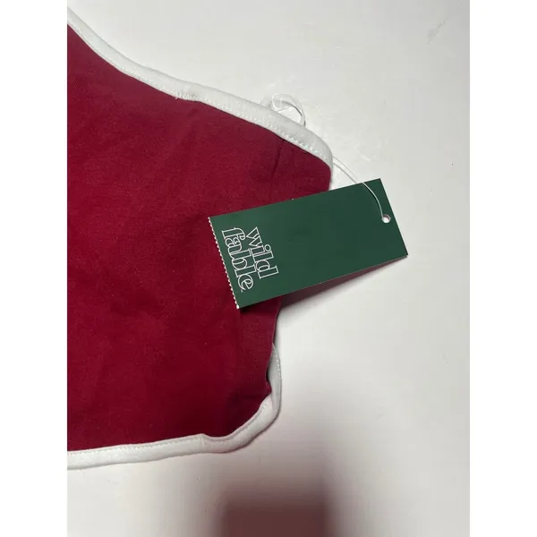 Wild Fable Maroon Red Handkerchief Halter‎ Top White Trim Size S NWT Sporty - Image 3