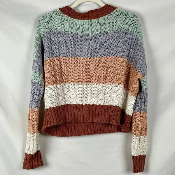 Aeropostale Pastel Block Color V-neck Knit Cropped Sweater Small - Image 2