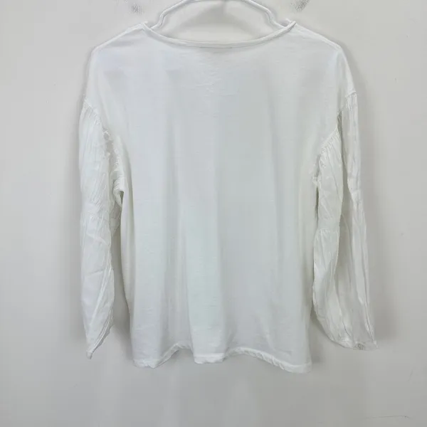 Madewell Puff Sleeve Drop Shoulder Knit Top Cotton Viscose White Small NWT - Image 11