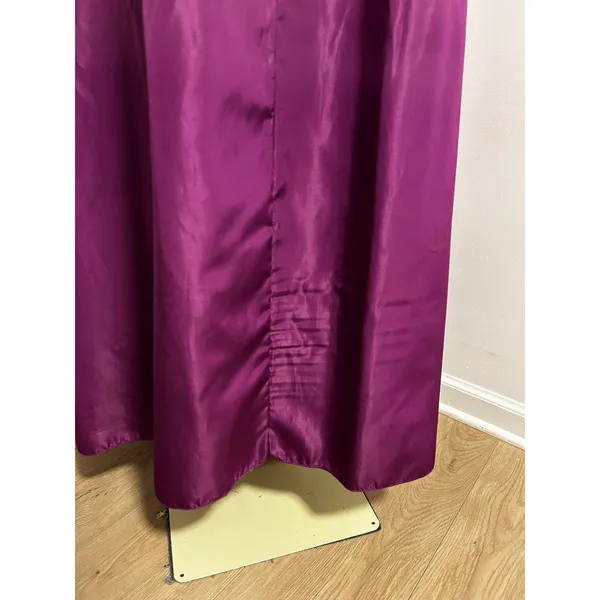 Vintage 80s Plum Purple Ruffle Puff Sleeve Maxi Dress Prom Gown Size 11/12 XS S - Image 7