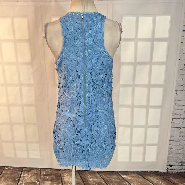 Lovers & friends baby blue lace scallop hem party dress size small - Image 6