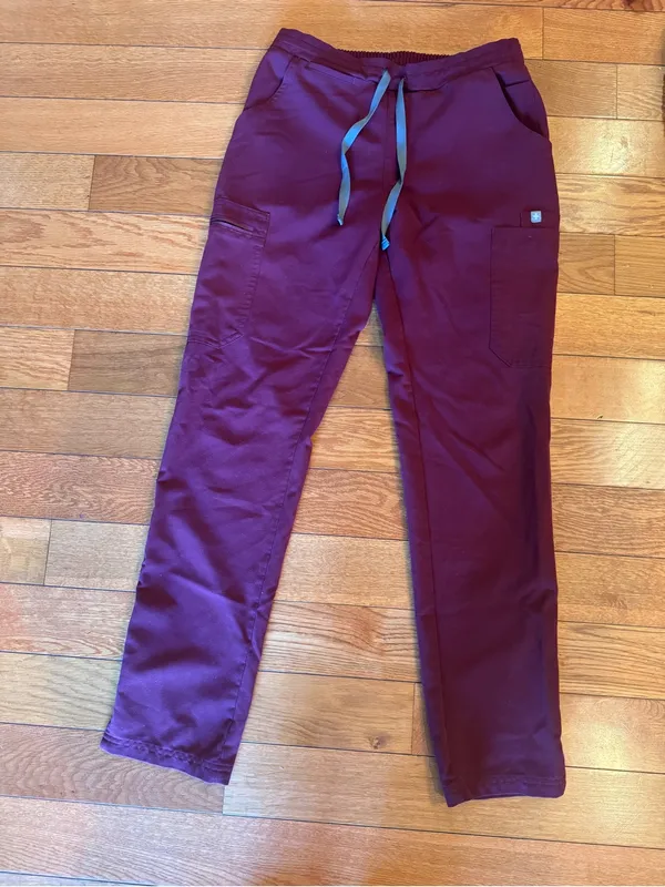 FIGS Women's Yola High-Rise Slim Scrub Pants - Burgundy - Size XS (EUC) - Image 2