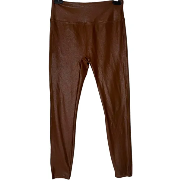 Shiny Metallic Leggings High Waist Tummy Control Pants Women‎ S Shiny Pull On - Image 2