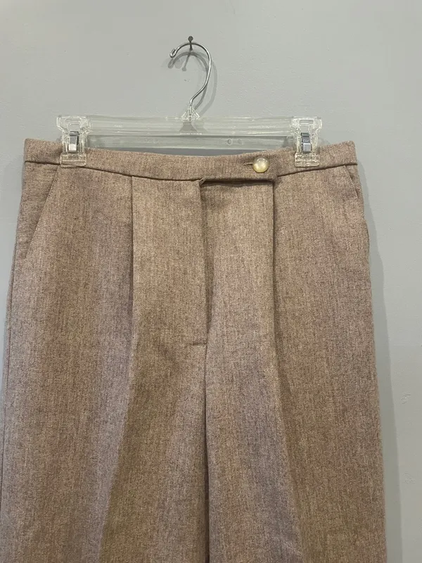 High-Waist Tailored womens Trousers — Light Brown lined like new - Image 2