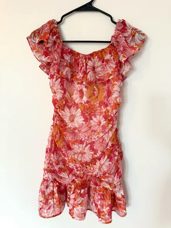Hello Molly Off The Shoulder Chiffon mini Dress XS - Image 4