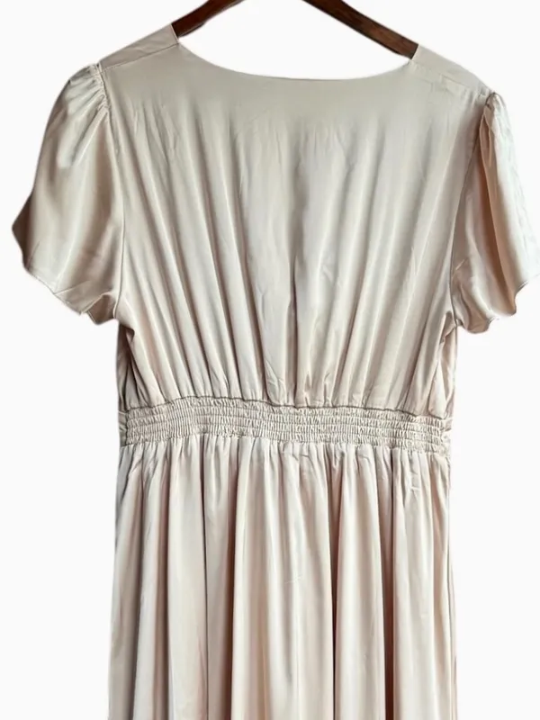 NWT Baltic Born Poppy Satin Midi Dress V-Neck Open Tie Front in Champagne Sz XL‎ - Image 6