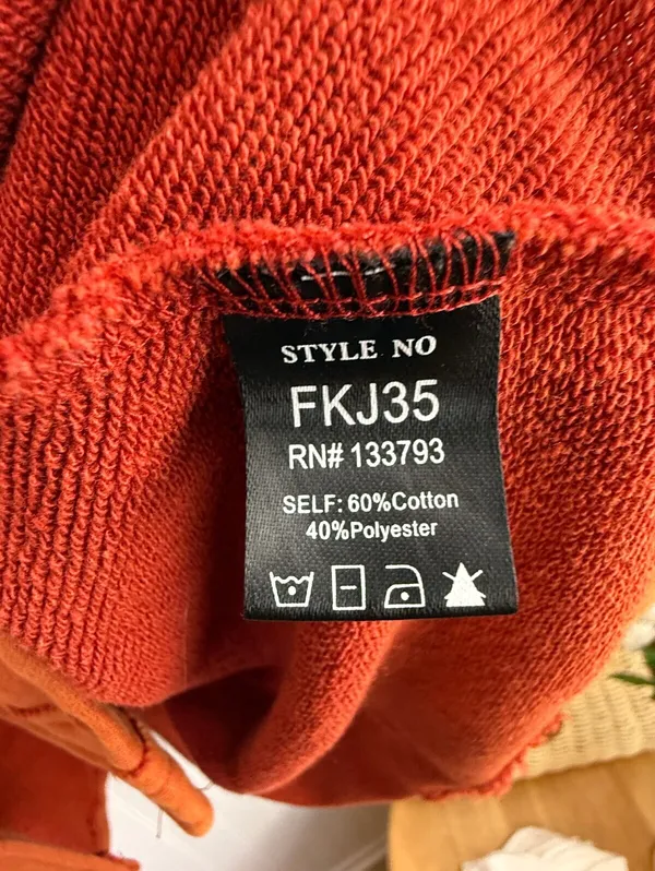 POL Boho Orange Oversized Button-Front Peplum Sweatshirt Jacket - Size - Small - Image 5