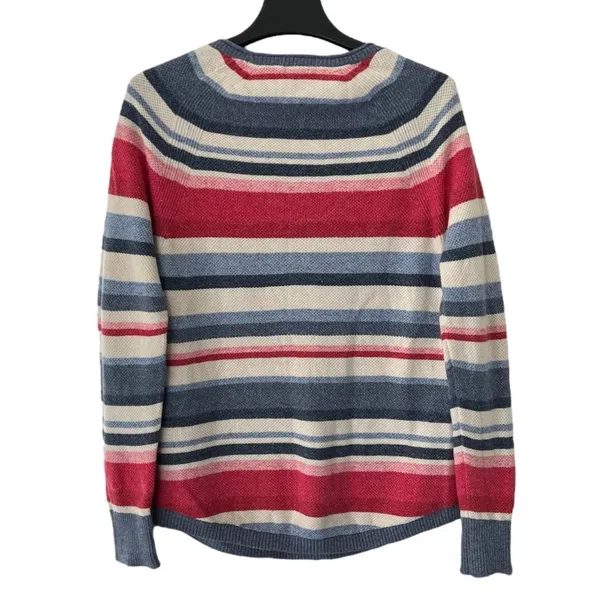 LL Bean Women’s Striped Cotton Sweater Multicolored Size Small Blue, Pink, Cream - Image 2