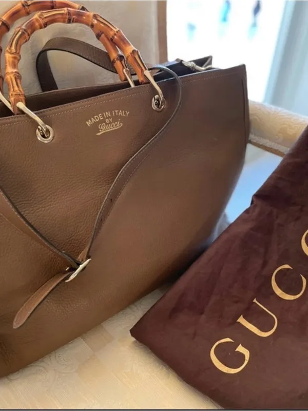 Gucci Brown Leather Tote with Bamboo Handles - Image 8