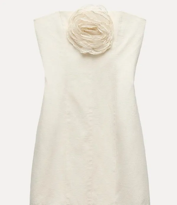 ZARA Elegant Cream Strapless Dress - Image 5